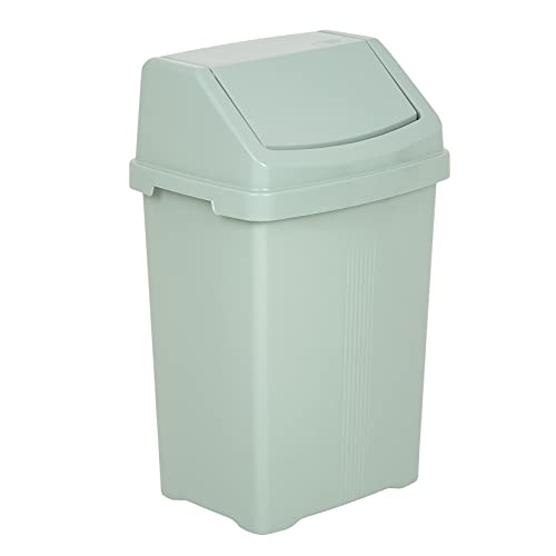 #11 1x Mülleimer mit Schwingdeckel grün 8 Liter - Mülltrennung - Abfalleimer mit Deckel von #11