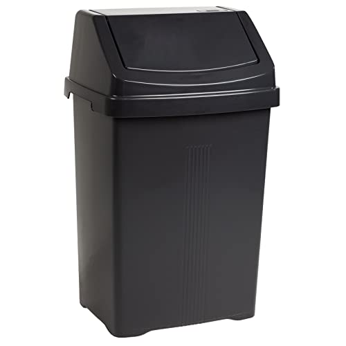#11 1x Mülleimer mit Schwingdeckel schwarz 25 Liter - Mülltrennung - Abfalleimer Deckel Abfallbehälter von #11