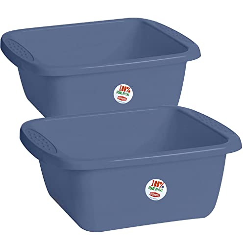 #11 2X Schüssel 17 Liter rechteckig 45x35x18 cm Blau - Universal Haushaltsschüssel Waschschüssel Küchenschüssel Spülschüssel Kunststoff Fußbad Pflege - nestbar von #11