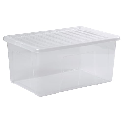 #11 2x AUFBEWAHRUNGSBOX 90 Liter - Aufbewahrungsbox mit Deckel - 71x47x33cm - transparent klar - stapelbar - Kunststoff Box Stapelkiste Unterbettkommode Büro #11 2x AUFBEWAHRUNGSBOX 90 Liter - Aufbewahrungsbox mit Deckel - 71x47x33cm - transparent klar - stapelbar - Kunststoff Box Stapelkiste Unterbettkommode Büro von #11