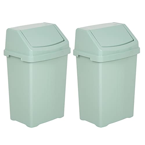#11 2x Mülleimer mit Schwingdeckel grün 8 Liter - Mülltrennung - Abfalleimer mit Deckel von #11