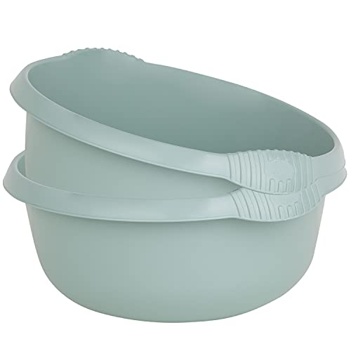#11 2x Schüssel Set rund grün - 9 Liter - 36 cm - Waschschüssel Spülschüssel Wasserschüssel - Lebensmittelecht - Kunststoff Spüle von #11
