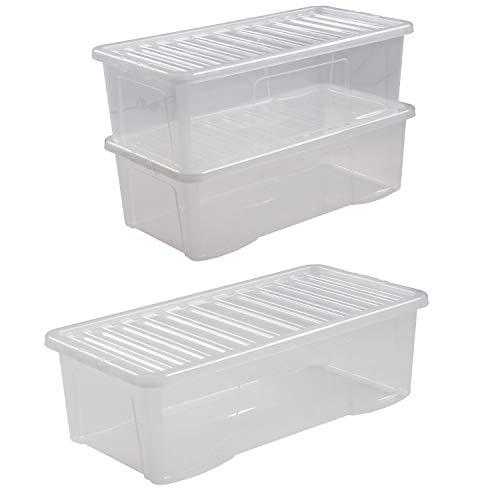 #11 3x Aufbewahrungsbox mit Deckel 62 Liter - 80x40x25cm - transparent - stapelbar von #11