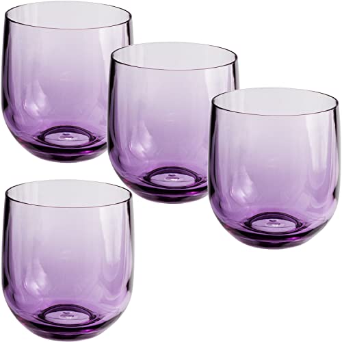 #11 4 Stück Acryl Trinkglas LILA - 300 ml- für 4 Personen - Camping Glas Set - bruchfest - Kunststoff Party Picknick Kinder Wasserglas von #11