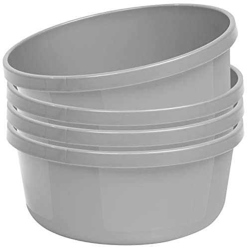 #11 4 x Schüssel 8 Liter - rund- Ø32x14cm - grau - Waschschüssel Spülschüssel Wasserschüssel Kunststoff Spüle Waschbecken Wanne Box - Abwaschschüssel von #11