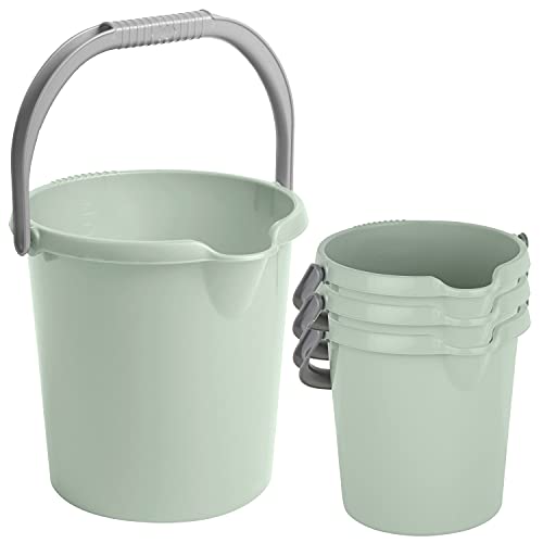 #11 4X Eimer mit Ausguss und Henkel - 5 Liter - grün - Putzeimer Haushalt Küche Bad Camping Kunststoff Eimer Haushaltseimer Wassereimer von #11