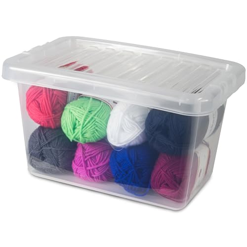 #11 6X AUFBEWAHRUNGSBOX 18 cm HOCH - 7 Liter - Aufbewahrungsbox mit Deckel - 30x20x18cm - transparent klar - stapelbar - Kunststoff Box Stapelkiste Unterbettkommode Büro von #11