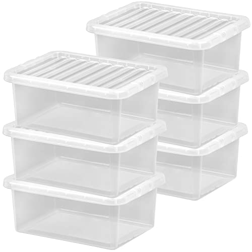 #11 6x Aufbewahrungsbox mit Deckel 17 Liter - 42x33x17cm - transparent - stapelbar von #11