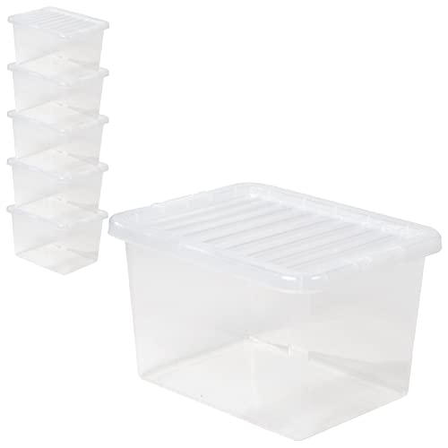 #11 6x Aufbewahrungsbox mit Deckel 31 Liter - 47x36x26cm - transparent - stapelbar von #11