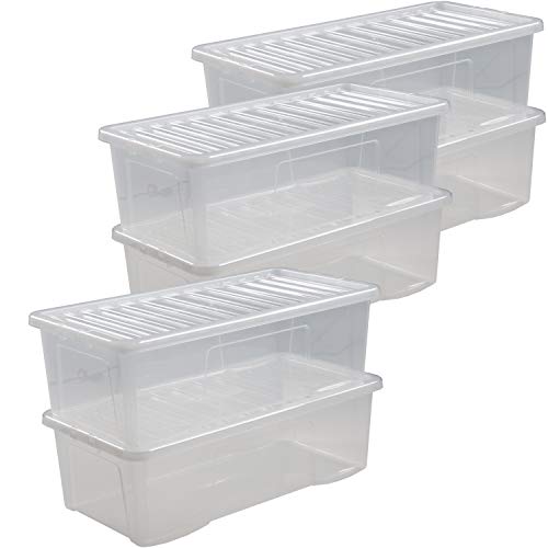 #11 6x Aufbewahrungsbox mit Deckel 62 Liter - 80x40x25cm - transparent - stapelbar von #11