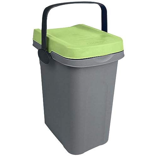 #11 Abfalleimer 7 Liter Grün 19x23x30,5cm - mit Gummidichtung im Deckel mit dem Henkel verschließbar - Geruchstdichter Mülleimer Biomüll Windeleimer Wickeleimer Hygieneeimer Katzeneimer Küche Kompost von #11