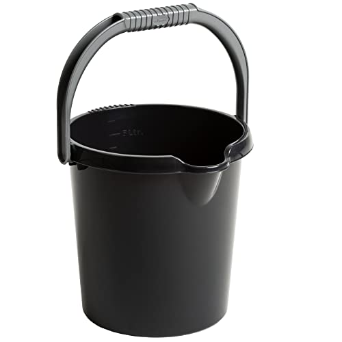 #11 Eimer mit Ausguss und Henkel - 5 Liter - schwarz - Putzeimer Haushalt Küche Bad Camping Kunststoff Eimer Haushaltseimer Wassereimer von #11
