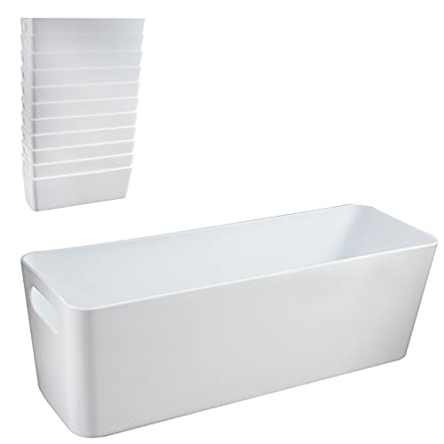 12x Ordnungsboxen - 10 cm hoch - WEIß - 30x10x10cm - 2 Liter - Ordnungskorb - Schubladenorganizer Schublade - Organizerbox - Ordnungssystem Kunststoff Aufbewahrung Bad Korb Schrank Schreibtisch Kiste von #11