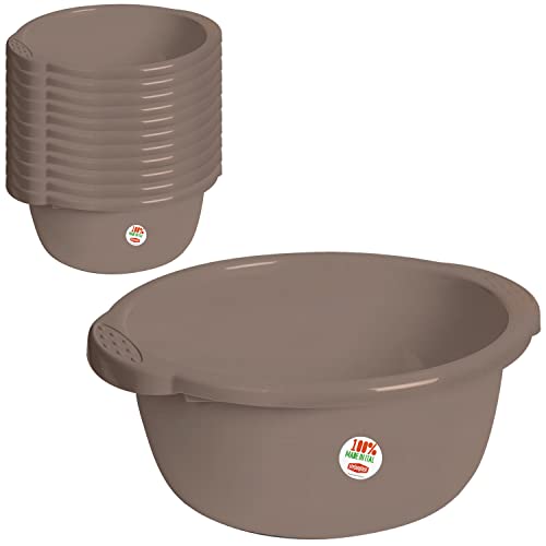 12x Schüssel 9 Liter rund Ø35x15 cm Braun - Universal Haushaltsschüssel Waschschüssel Küchenschüssel Spülschüssel Kunststoff Fußbad Pflege - nestbar von #11