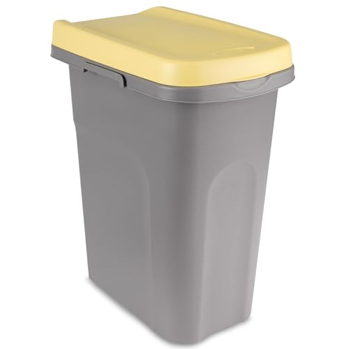 15L Mülleimer gelb Deckel Recycling Mülltrennung Abfalleimer Abfallbehälter Müll Küche rechteckig Abfallsammler 15 Liter Kunststoff Eimer Mülltonne Schmal Müllsackhalterung Papierkorb Abfall von #11