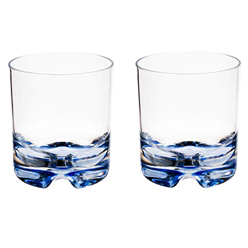 2 x Polycarbonat Trinkglas 400 ml Blauer Boden - Wasserglas Gläser - Trinkbecher Kinderglas Saftglas Whiskey Tumbler - Camping Küche Zubehör - elegant - Outdoor Partyglas - Kunststoff Glas Picknick von #11