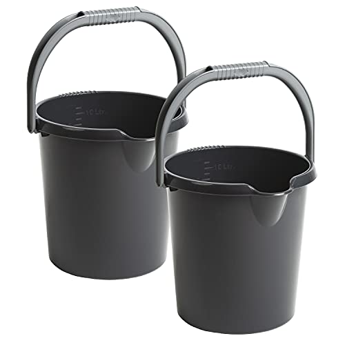 2X Eimer mit Ausguss und Henkel - 10 Liter - schwarz - Putzeimer Haushalt Küche Bad Camping Kunststoff Eimer Haushaltseimer Wassereimer 2X Eimer mit Ausguss und Henkel - 10 Liter - schwarz - Putzeimer Haushalt Küche Bad Camping Kunststoff Eimer Haushaltseimer Wassereimer von #11