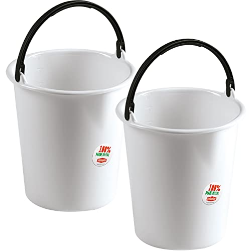 2X Eimer mit Ausguss und Henkel - 7 Liter - weiß - Putzeimer Haushalt Küche Bad Camping Kunststoff Eimer Haushaltseimer Wassereimer von #11