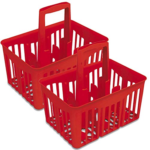 2X Flaschenträger Flaschenhalter Rot - aus Kunststoff mit Tragegriff je 6 Flaschen á 1 bis 1,5 L Transportkorb Tragekorb Getränkeflaschen Kunststoffhalter Wasserflaschen Bierflaschen Milchflaschen von #11