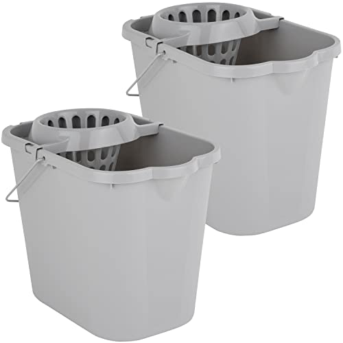 2X Wringeimer mit Siebaufsatz, Ausguss und Metall-Henkel - 12 Liter - grau - Rechteckig - Skala - Putzeimer Wischeimer Wringeimer Eimer Haushaltseimer Wassereimer Wischmop-Eimer 2X Wringeimer mit Siebaufsatz, Ausguss und Metall-Henkel - 12 Liter - grau - Rechteckig - Skala - Putzeimer Wischeimer Wringeimer Eimer Haushaltseimer Wassereimer Wischmop-Eimer von #11