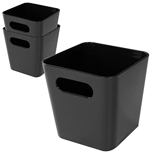 3 x Ordnungsbox - 10 cm hoch - schwarz - 10 x 10 cm - Ordnungskorb - Regalorganizer Wandregal - Schubladen Organizer schmaler Korb - Badezimmer von #11