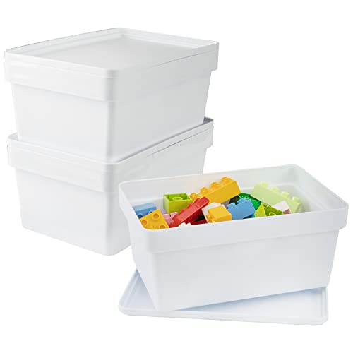 3 x Ordnungsbox mit Deckel - stapelbar - weiß - DINA5 Format - 12 cm hoch - 17x25x12 cm - 3,6 Liter - Ordnungskorb Schubladenorganizer Organizerbox Ordnungssystem Kunststoff Aufbewahrung Schrank Bad von #11