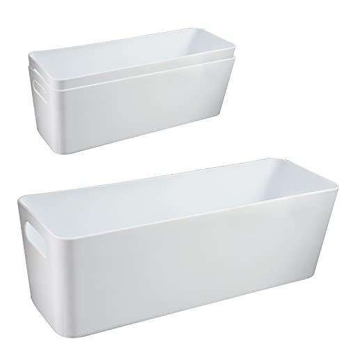 3X Ordnungsbox - 10 cm hoch - Weiss - für Flaschenregaleinsatz Würfelregal - 30x10x10cm - 2 Liter - Ordnungskorb - Organizerbox - Ordnungssystem Kunststoff - Aufbewahrung von #11