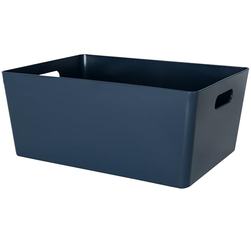 3X Ordnungsbox - 15 cm hoch - Navy - 35x26x15cm - 11,5 Liter - DINA4 - Ordnungskorb - Schubladenorganizer Schublade - Organizerbox Ordnungssystem Kunststoff Aufbewahrung Bad Korb Schrank Schreibtisch von #11