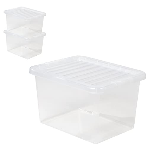 #11 3x Aufbewahrungsbox mit Deckel 31 Liter - 47x36x26cm - transparent - stapelbar von #11