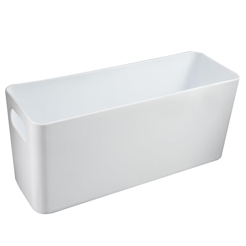3X Ordnungsbox - 10 cm hoch - WEIß - 20x10x10cm - 1,4 Liter - Schubladenorganizer Ordnungskorb Schublade - Organizerbox - Ordnungssystem Kunststoff Aufbewahrung Bad Korb Schrank Schreibtisch Kiste von #11