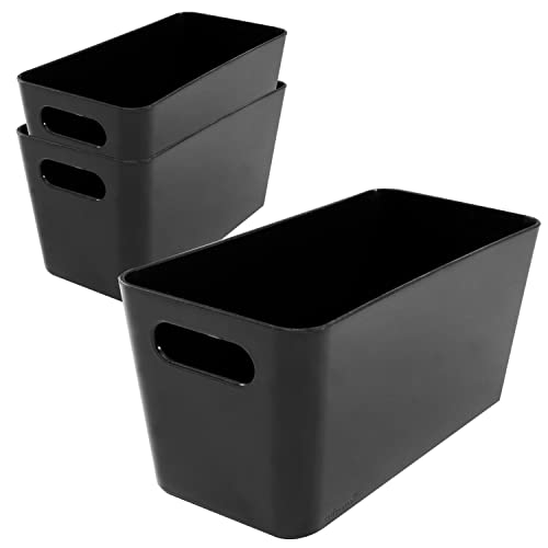 3x Ordnungsbox - 10 cm hoch - schwarz - 20x10x10cm - 1,4 Liter - Ordnungskorb - Wandregal - Schubladenorganizer - schmaler Korb - Badezimmer von #11