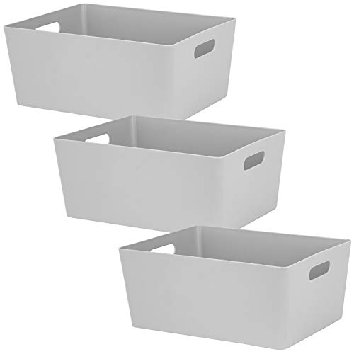 3x Ordnungsboxen - 15cm hoch - GRAU - 35x26x15cm - 11,5 Liter - DINA4 - Ordnungskorb - Schubladenorganizer Schublade - Organizerbox Ordnungssystem Kunststoff Aufbewahrung Bad Korb Schrank Schreibtisch von #11