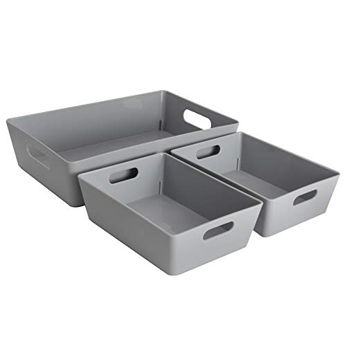 3x Organizerbox 1x 2 Liter DINA5-2x 770 ml - GRAU - Ordnungssystem Polypropylen Aufbewahrung Bad Korb Ordnungsboxen Schublade Schrank Schreibtisch Kiste Schubladenorganizer robust Hobby Kiste von #11