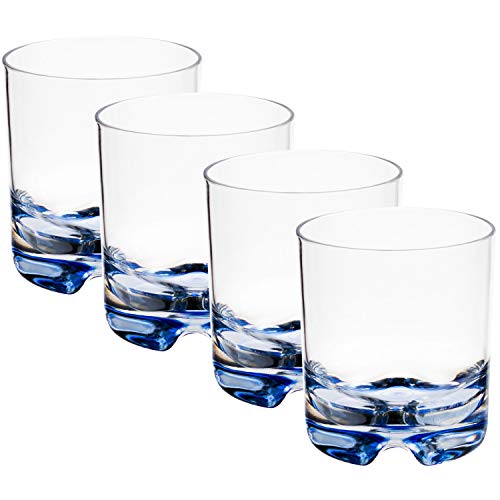 4 x Polycarbonat Trinkglas 400 ml Blauer Boden - Wasserglas Gläser - Trinkbecher Kinderglas Saftglas Whiskey Tumbler - Camping Küche Zubehör - elegant - Outdoor Partyglas - Kunststoff Glas Picknick von #11