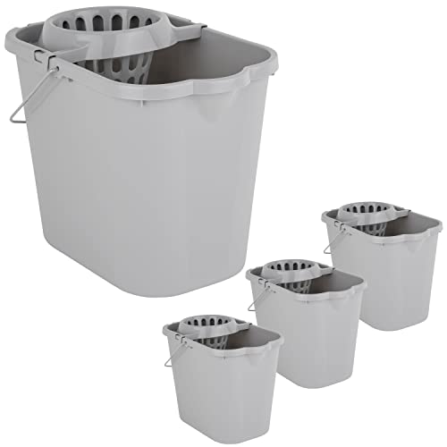 4X Wringeimer mit Siebaufsatz, Ausguss und Metall-Henkel - 12 Liter - grau - Rechteckig - Skala - Putzeimer Wischeimer Wringeimer Eimer Haushaltseimer Wassereimer Wischmop-Eimer 4X Wringeimer mit Siebaufsatz, Ausguss und Metall-Henkel - 12 Liter - grau - Rechteckig - Skala - Putzeimer Wischeimer Wringeimer Eimer Haushaltseimer Wassereimer Wischmop-Eimer von #11