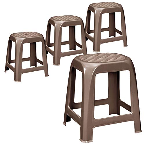4X stapelbare Hocker - Sitzhocker Taupe - Sitzhöhe 46 cm hoch - bis zu 100 kg - Duschsitz abwaschbar von #11