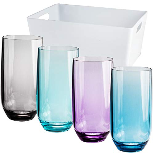 4x Acryl Trinkglas 450ml mit BOX elegante Glas Optik - bunt - Gläser 4er Set - Wasserglas - Cocktailglas - Kunststoff Glas - Camping - Outdoor Haushalt Küche - stabil - bruchsicher - leicht abwaschbar von #11