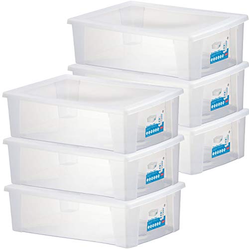 6 x UNTERBETTKOMMODE - Aufbewahrungsbox mit Deckel 30 Liter 59x39x17 cm - transparent stapelbar LEBENSMITTELECHT - Kunststoff Box Kiste - Plastik Behälter Organizer Büro Haushalt Küche Kinderzimmer von #11