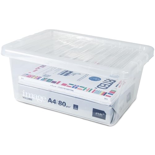 6X AUFBEWAHRUNGSBOX 18 cm HOCH - 14 Liter - DINA4-Format Aufbewahrungsbox mit Deckel - 40x30x18cm - transparent klar - stapelbar - Kunststoff Box Stapelkiste Unterbettkommode Büro 6X AUFBEWAHRUNGSBOX 18 cm HOCH - 14 Liter - DINA4-Format Aufbewahrungsbox mit Deckel - 40x30x18cm - transparent klar - stapelbar - Kunststoff Box Stapelkiste Unterbettkommode Büro von #11