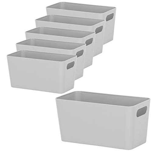 6x Ordnungsboxen - 10 cm hoch - GRAU - 20x10x10cm - 1,4 Liter - Ordnungskorb - Schubladenorganizer Schublade - Organizerbox - Ordnungssystem Kunststoff Aufbewahrung Bad Korb Schrank Schreibtisch Kiste von #11