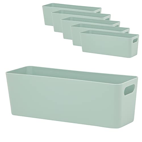 6x Ordnungsboxen - 10 cm hoch - grün - 30x10x10cm - 2 Liter - Ordnungskorb - Schubladenorganizer von #11
