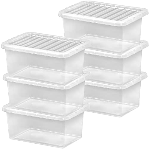 6x Aufbewahrungsbox mit Deckel 11 Liter - 36x25x17cm - transparent - stapelbar von #11