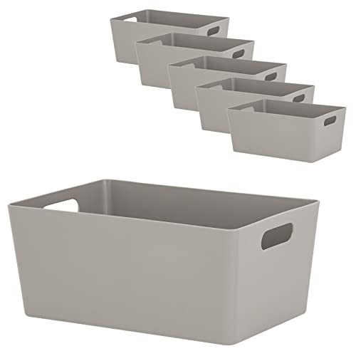 6x Ordnungsbox - 11 cm hoch - taupe - 17x 25 cm - Ordnungskorb - Regalorganizer Wandregal von #11