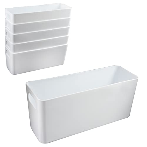 6x Ordnungsboxen - 10 cm hoch - WEIß - 20x10x10cm - 1,4 Liter - Ordnungskorb - Schubladenorganizer Schublade - Organizerbox - Ordnungssystem Kunststoff Aufbewahrung Bad Korb Schrank Schreibtisch Kiste von #11