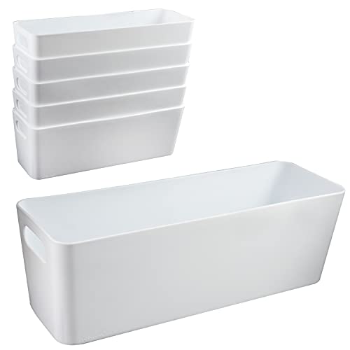 6x Ordnungsboxen - 10 cm hoch - WEIß - 30x10x10cm - 2 Liter - Ordnungskorb - Schubladenorganizer Schublade - Organizerbox - Ordnungssystem Kunststoff - Aufbewahrung Bad Korb Schrank Schreibtisch Kiste von #11