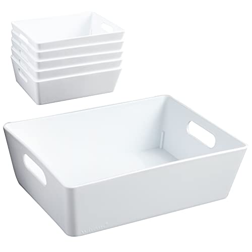 6x Ordnungsboxen - 5 cm hoch - WEIß - 16,5x12x5cm - 770 ml - Ordnungskorb - Schubladenorganizer Schublade - Organizerbox - Ordnungssystem Kunststoff - Aufbewahrung Bad Korb Schrank Schreibtisch Kiste von #11