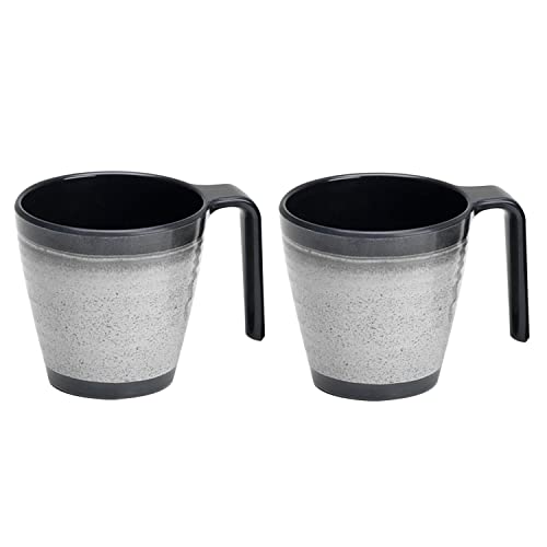 Melamin Camping Tassen - 2 Stück stapelbar jeweils 300ml - Schwarz-Grau Trinkbecher Kaffeetasse Kaffeebecher Tasse - Henkeltasse Wohnwagen Wohnmobil Geschirr von #11