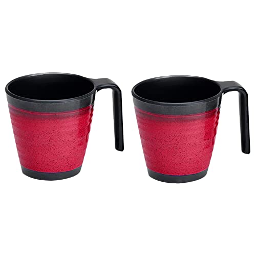 Melamin Camping Tassen - 2 Stück stapelbar jeweils 300ml - Schwarz-Rot Trinkbecher Kaffeetasse Kaffeebecher Tasse - Henkeltasse Wohnwagen Wohnmobil Geschirr von #11