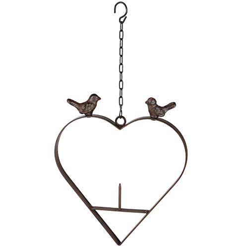 Metall Meisenknödelhalter 23x25 cm in Herzform mit hübscher Verzierung • Vogelfutterstation Vogel Garten Deko Futterhaus Vogelfutter Apfelhalter von #11
