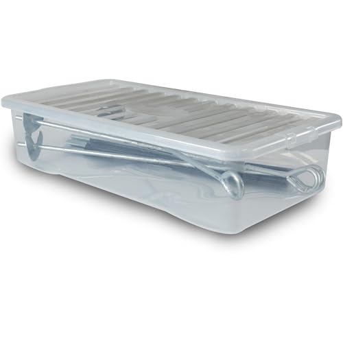 UNTERBETTKOMMODE 18 CM HOCH - 1 Stück 42 Liter - Aufbewahrungsbox mit Deckel - 80x40x18cm - LEBENSMITTELECHT - transparent klar - stapelbar - Kunststoff Box Organizer Stapelkiste Haushalt Kinderzimmer von #11